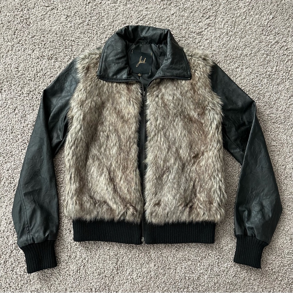 Jack Jacket Womens Size S Faux Fur Leather Bomber Zip